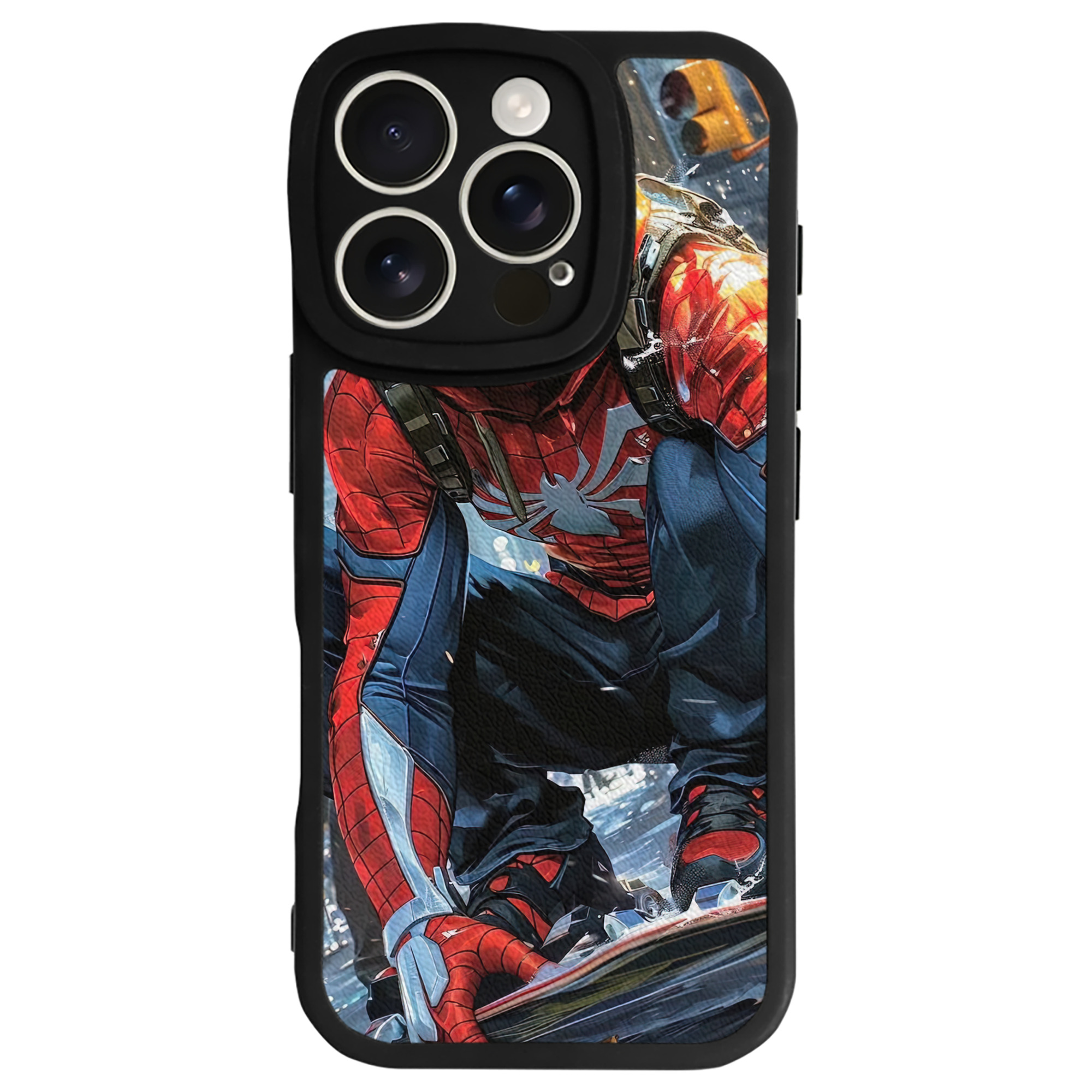 Spider Man スパイダーマン 【iPhone 16シリーズ対応】シリコンスマホケース（レザー調） 材質：シリコン